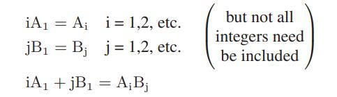 iA A i = 1,2, etc. jB = B j= 1,2, etc. iA +jB = AB = but not all integers need be included