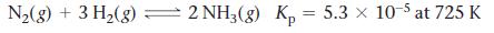 N(g) +3H(g) = 2 NH3(g) Kp = 5.3  10-5 at 725 K