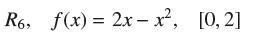 R6, f(x)=2x-x, [0, 2]