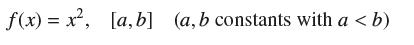 f(x) = x, [a,b] (a, b constants with a < b)
