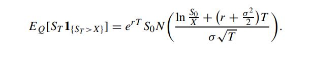 In Eq[ST1{ST>X}] = erT SON v * 1). + (r + 2/2/) ONT