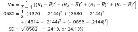 Var = [(R  R) + (R  R) + (R3 - R) + (R - R)] T- 0582= [(-1370-2144) + (.3580 - 2144) + (.4514.2144) + (-0888