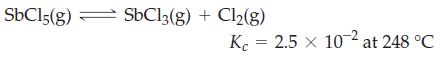 SbC15(g) = SbCl3(g) + Cl(g) Kc 2.5 x 10-2 at 248 C =