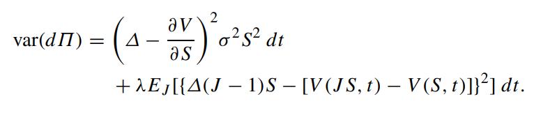 var(d II) -(4-35) 0 =)  as + Ej[{A(J = 0 S dt - 1)S  [V(JS, t) - V(S, t)]}] dt.
