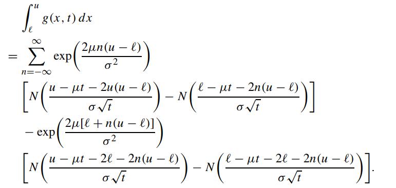 = f" 8(x g(x, t) dx  exp n=- - - 2u(u - l) l - - 2n(u l)  [x("0 3014 12)-N( 2 300) N - exp (2n(u - l) 02 2[l