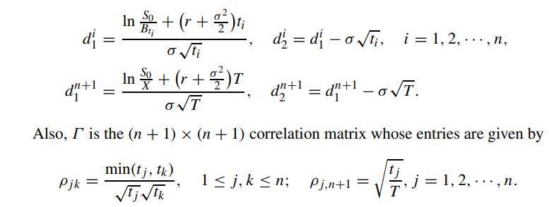 In+(+) o ti d=d - 0, i = 1, 2, ..., n, In +(+)T dn+ = d+-oT. ONT Also, I is the (n + 1)  (n + 1) correlation