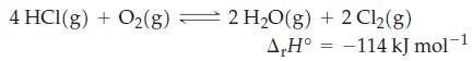 4 HCl(g) + O(g) 2 HO(g) + 2Cl(g) A,H -114 kJ mol 1-1
