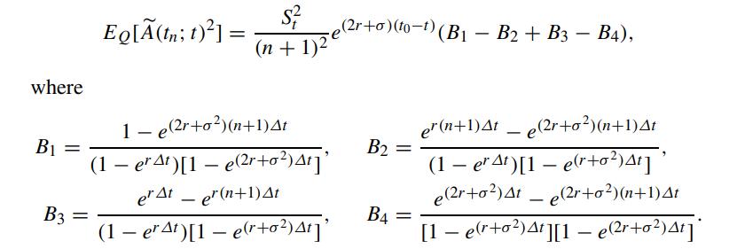 where B = B3 = Eq[(tn; t)] = S (n + 1) 1- e(2r+o)(n+1) At - (1  er 4)[1  e(2r+0)41]' er At-er(n+1) At (1 er