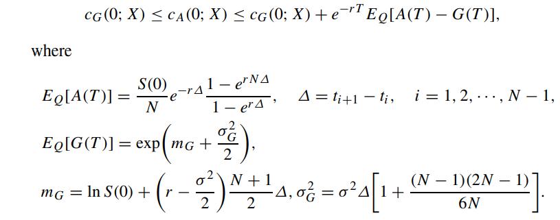 where cg (0; X)  CA(0; X)  cg(0; X) + e Eq[A(T)  G(T)], 1-erNA 1-e4 exp = exp( EP (MG + 0 2 ) - (r = /2 )  + 