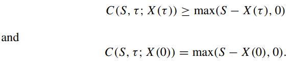 and C(S, t; X(t))  max(S  X(t), 0) - C(S, T; X (0)) = max(SX (0), 0).