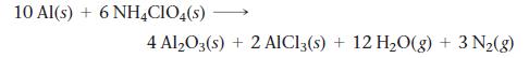 10 Al(s) + 6 NH4CIO4(s) 4 Al2O3(s) + 2 AlCl3(s) + 12 HO(g) + 3 N(g)