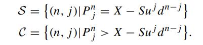 S = {(n, j)| P = X - Sud