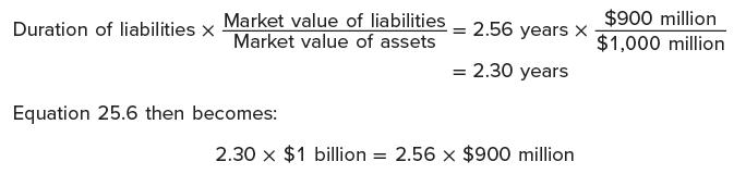 Duration of liabilities x Market value of liabilities Market value of assets Equation 25.6 then becomes: =
