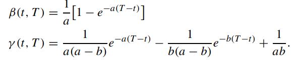 B(t, T) = [1 - e-(T-1)] 1 a(a - b) y (t, T) = -a(T-t) 1 b(a - -b(T-t) e-b(r: b) + 1 ab