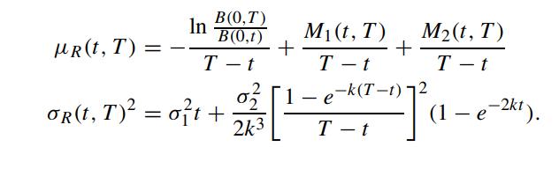 UR(t,T) = In B(0,T) B(0,1) T-t OR(t, T) = oft + + M (t, T) T-t M(t, T) T-t +P- 1 - e-2kt). 0 [1-e 2k3 +