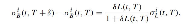 og (t, T +8)  o(t, T) = SL (t, T) 1 + 8L(t, T) o (t, T),