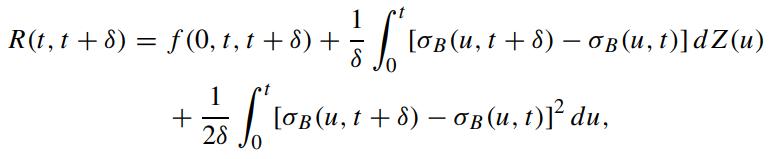 1 - R(t, t + 8) = f(0, t, t+8) + [ [OB(U1 + 8) - OB(u. 1)]dZ(u) 8 + 12/15/10 [OB(u, t+8) - OB (u, t)] du, 28