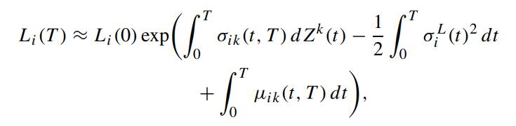 T T L;(T)  L; (0) exp(* %ik (1, T) dz^ (1) of (t) dt 2 T + ["* mu(1,7) di). S Mik(t, T) 0