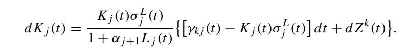 dKj(t) = Kj(t)o! (t) 1 + j+Lj(t) dt+dZk (t)}. 5 {[rkj(1)  K;(1)0} (1)]dt -