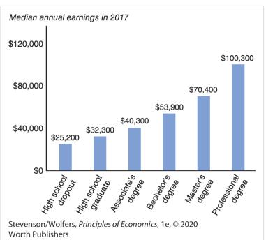 Median annual earnings in 2017 $120,000 $80,000 $40,000 SO $25,200 High school dropout $32,300 High school