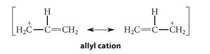 H T HC-C=CH + allyl cation H HC=C-CH +