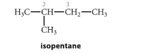 3  H3C-CH-CH-CH3 T CH3 isopentane