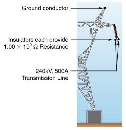 Ground conductor Insulators each provide 1.00  10 2 Resistance 240kV, 500A Transmission Line