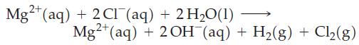 Mg+ (aq) + 2Cl(aq) + 2 HO(1) Mg2+ (aq) + 2OH(aq) + H(g) + Cl(g)