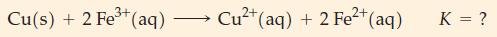 3+ Cu(s) + 2 Fe+ (aq) Cu+ (aq) + 2 Fe+ (aq) K = ?