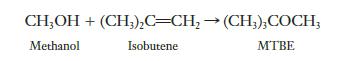 CHOH + (CH3)C=CH  (CH3);COCH, Methanol Isobutene MTBE