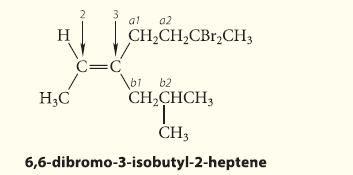 H 2 HC C=C 02 CHCHCBrCH3 61 62 CHCHCH3 T CH3 6,6-dibromo-3-isobutyl-2-heptene