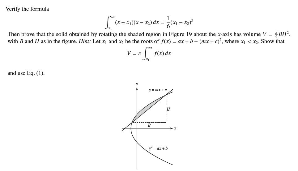 Verify the formula S Then prove that the solid obtained by rotating the shaded region in Figure 19 about the
