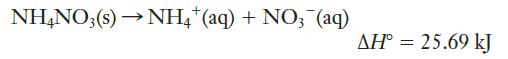 NH4NO3(s)  NH4*(aq) + NO3(aq)  = 25.69 kJ
