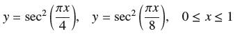 y = sec . (7)  (TX), 8 y = sec 0x 1