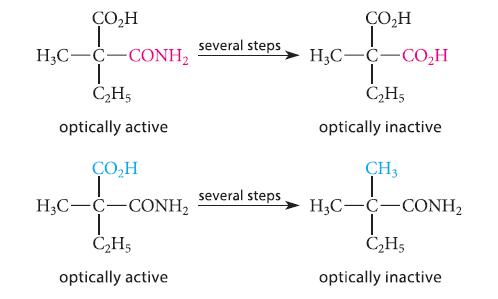 COH H3C-C CONH T CH5 optically active OH T H3C-C-CONH CH5 optically active several steps several steps OH T