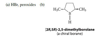 (a) HBr, peroxides (b) HC.. B I H CH3 (2R,5R)-2,5-dimethylborolane (a chiral borane)