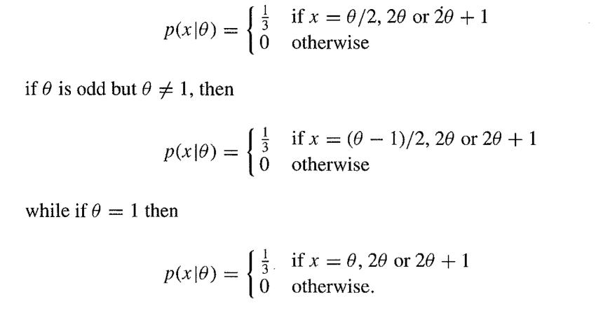 p(x|0) = if 0 is odd but 01, then p(x|0) while if 0 = 1 then p(x|0) = - {} 0 otherwise 3 0 if x = 0/2, 20 or