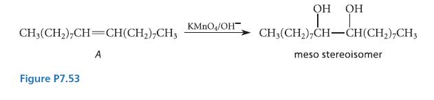 CH3(CH),CH=CH(CH), A Figure P7.53 CH3 KMnO4/OH OH OH IT CH3(CH)7CH-CH(CH),CH3 meso stereoisomer
