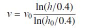 In(h/0.4) In(ho/0.4) V = 107