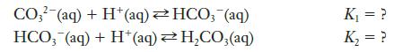 CO3(aq) + H+ (aq)  HCO3(aq) + H+ (aq) HCO3(aq) HCO3(aq) K = ? K = ?