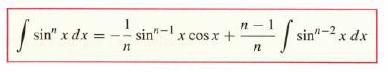 J sin" x dx = - n sin"-1 x cos x + cos. n fsir 12 sin"-2 x dx