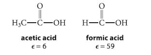 HC-C-OH acetic acid  = 6 O H-C-OH formic acid  = 59