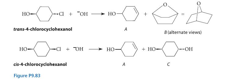 HO- Cl + OH trans-4-chlorocyclohexanol HO Cl + TOH cis-4-chlorocyclohexanol Figure P9.83 HO HO- A A + HO 11 B