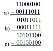 11000100 a)-00111011 01011011 b) 00011111 10101100 c) - 00100100