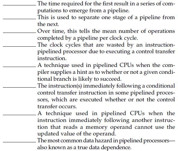 The time required for the first result in a series of com- putations to emerge from a pipeline. This is used