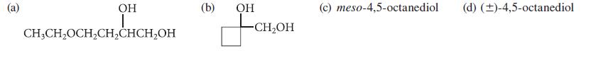 OH I CH3CHOCHCHCHCHOH (b) OH -CHOH (c) meso-4,5-octanediol (d) ()-4,5-octanediol