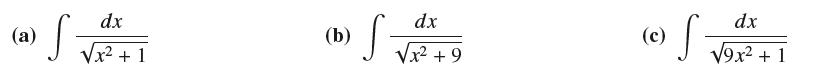 dx x + 1 (a) S. dx (b) S  +9 os (c) dx 9x + 1