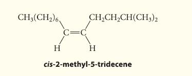 CH3(CH)6, CH,CH,CH(CH3)2 C=C H H cis-2-methyl-5-tridecene