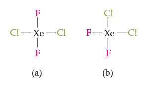 F CI-Xe Cl 1-8 F (a) Cl F-Xe-Cl T F (b)