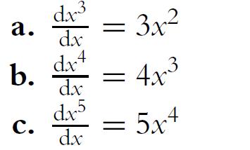 dx dx dx4 b. = dx a. C. = 3x = 4x3 dx = 5x4 dx